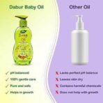 Dabur Baby Oil: Non - Sticky Baby Massage Oil with No Harmful Chemicals |Contains Jojoba , Olives & Almonds | Hypoallergenic & Dermatologically Tested with No Paraben & Phthalates - 500 ml - Fast UK Delivery - Image 6