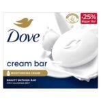 Dove Cream Bathing Beauty Bar with 1/4 Moisturising Cream For Soft, Smooth, Glowing Skin, 125 g (Pack of 8), White - Fast UK Delivery