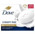Dove Cream Bathing Beauty Bar with 1/4 Moisturising Cream For Soft, Smooth, Glowing Skin, 125 g (Pack of 8), White - Fast UK Delivery