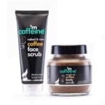 mCaffeine Exfoliating Coffee Face & Body Scrub Combo For Tan Removal | For Women & Men | Removes Blackheads and Dirt from Face, Neck, Elbows & Knees for Soft & Smooth Skin - 200gm - Fast UK Delivery