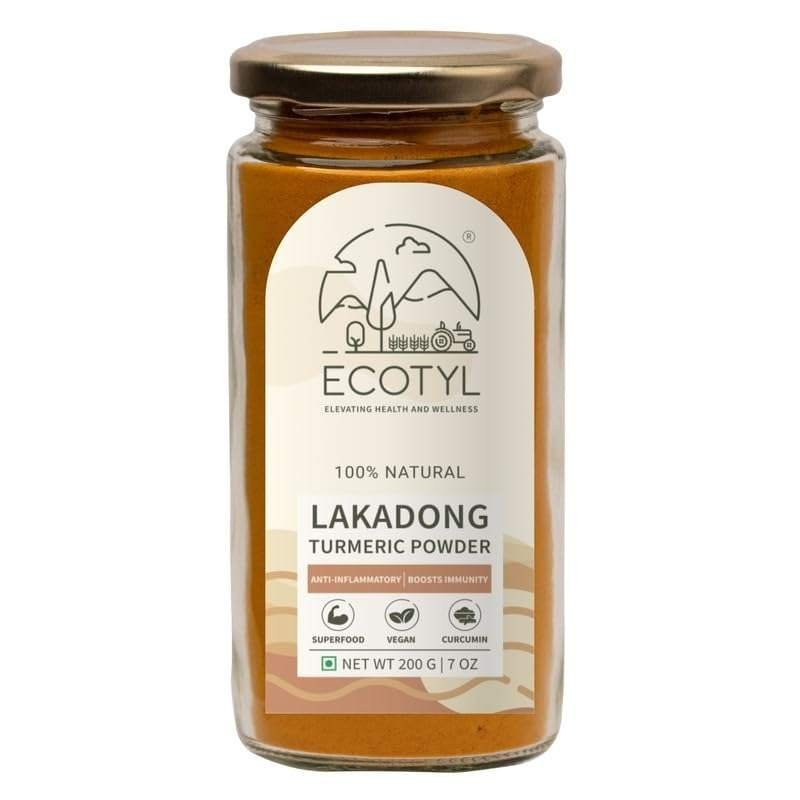 uk51DewAgWAL-1.jpg Ecotyl Lakadong Turmeric Powder | Chemical Free Haldi Powder | High Curcumin | Pure & Natural | Unprocessed | Rich Earthy Aroma | 200g - Fast UK Delivery - Image 1