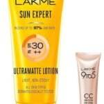 LAKME Sun Expert Spf 30 Pa++ Ultra Matte Lotion Sunscreen, 50 Ml & 9 To 5 Complexion Care Face Cc Cream, Bronze, Spf 30, Conceals Dark Spots & Blemishes, 9G - All Skin Type - Fast UK Delivery