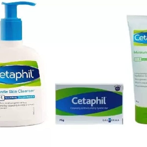 Cetaphil Moisturising Cream 80gm+Cleansing and Moisturising Syndet Bar 75g+Gentle Skin Cleanser 250ml (3 Items in the set) - Fast UK Delivery