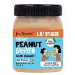 Jus' Amazin Lil Stars Peanut Butter with Jaggery (325g) | Yummy, Clean & Nutritious Peanut Butter for Kids | 90% Peanuts, mildly sweetened with Jaggery | No Hydrogenated Fats, No Refined Sugar, No Chemicals | Clean Nutrition | Dairy-Free - Fast UK Delivery - Image 2