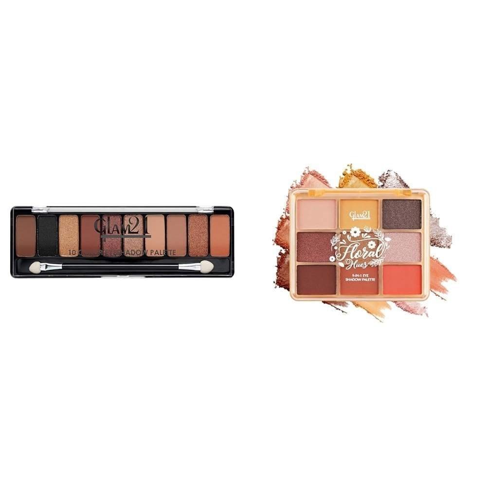 uk51F4o25Q2fL-1-1.jpg Glam 21 Shades of Trend Eyeshadow Palette 10 Highly Pigmented Shades |13.5gm - Shade -01 Floral Hues 9 In 1 Eyeshadow Palette Highly Pigmented Smudge-Proof (7.5 gm) 06- Sunflower - Fast UK Delivery - Image 1