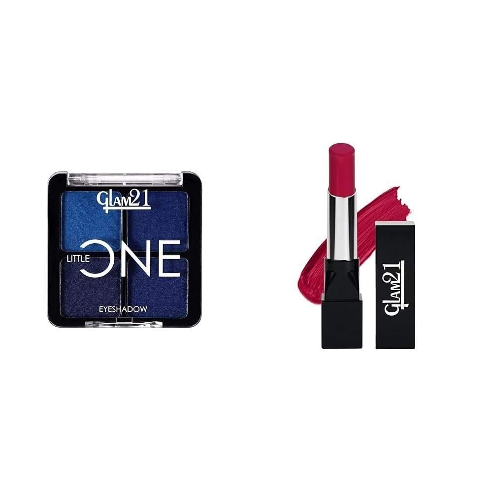 uk51FApbUaUL-1.jpg Glam 21 Little One 4-in-1 Eyeshadow Palette Long Lasting Eye Make Up Kit |Wild Out-07 & Ultra Velvet Lipstick Long-lasting | Matte finish 2.5gm | Red Wine-8 - Fast UK Delivery - Image 1