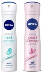Nivea Female Deodorant Spray, Fresh Comfort, 150Ml And Deodorant Spray, Pearl & Beauty, 150Ml, Pack Of 1 - Fast UK Delivery