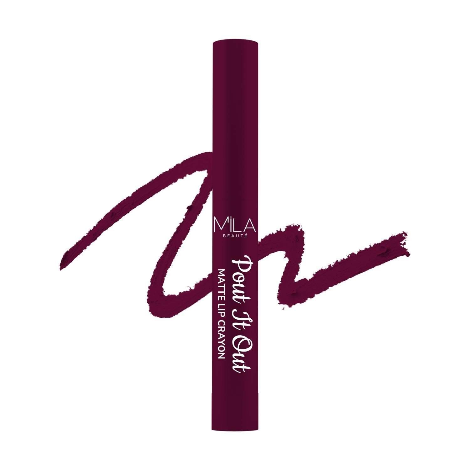 uk51Fj9P-46tL-1-1.jpg Mila Beaute Pout It Out Matte Lip Crayon | Highly Pigmented & Enriched With Jojoba Oil | Soft Matte Finish | Creamy & Light Weight Texture | Smooth Glide Application | Shade - (Blossom 1.25g) - Fast UK Delivery - Image 1