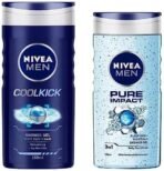 Nivea Men Shower Gel, Pure Impact Body Wash, 250ml & Men Shower Gel, Cool Kick Body Wash, 250ml - Fast UK Delivery - Image 2