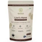 Rooted Actives Certified Organic Lions Mane Mushroom Extract Gummies | Memory, Focus, Brain Powder & Nerve Health | Usda Organic, No Sugar, Blueberry Flavor | Lions Mane Powder - Fast UK Delivery
