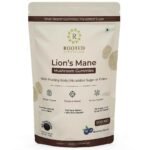 Rooted Actives Certified Organic Lions Mane Mushroom Extract Gummies | Memory, Focus, Brain Powder & Nerve Health | Usda Organic, No Sugar, Blueberry Flavor | Lions Mane Powder - Fast UK Delivery