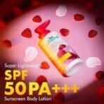 mCaffeine Brightening SPF 50 PA+++ Body Sunscreen Lotion | Instant Cooling, De-tan Body Lotion with Vitamin C Rich Raspberries & Niacinamide | Lightweight, Non-sticky Sun Protection - 200ml - Fast UK Delivery - Image 3