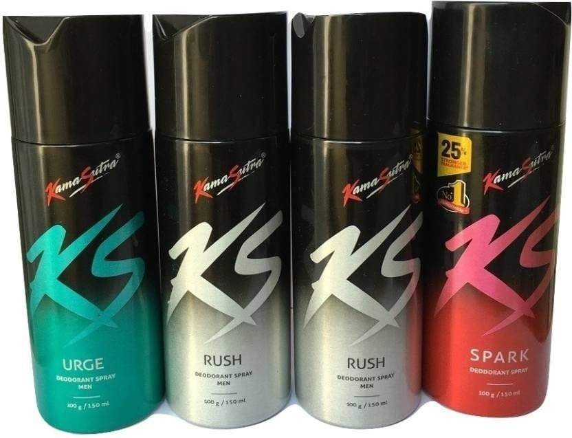 uk51IjrgcnYL-1.jpg Kamasutra KS 1 URGE AND 2 RUSH 1 SPARK Set OF 4 Deodorant -Unisex 750 ml - Fast UK Delivery - Image 1