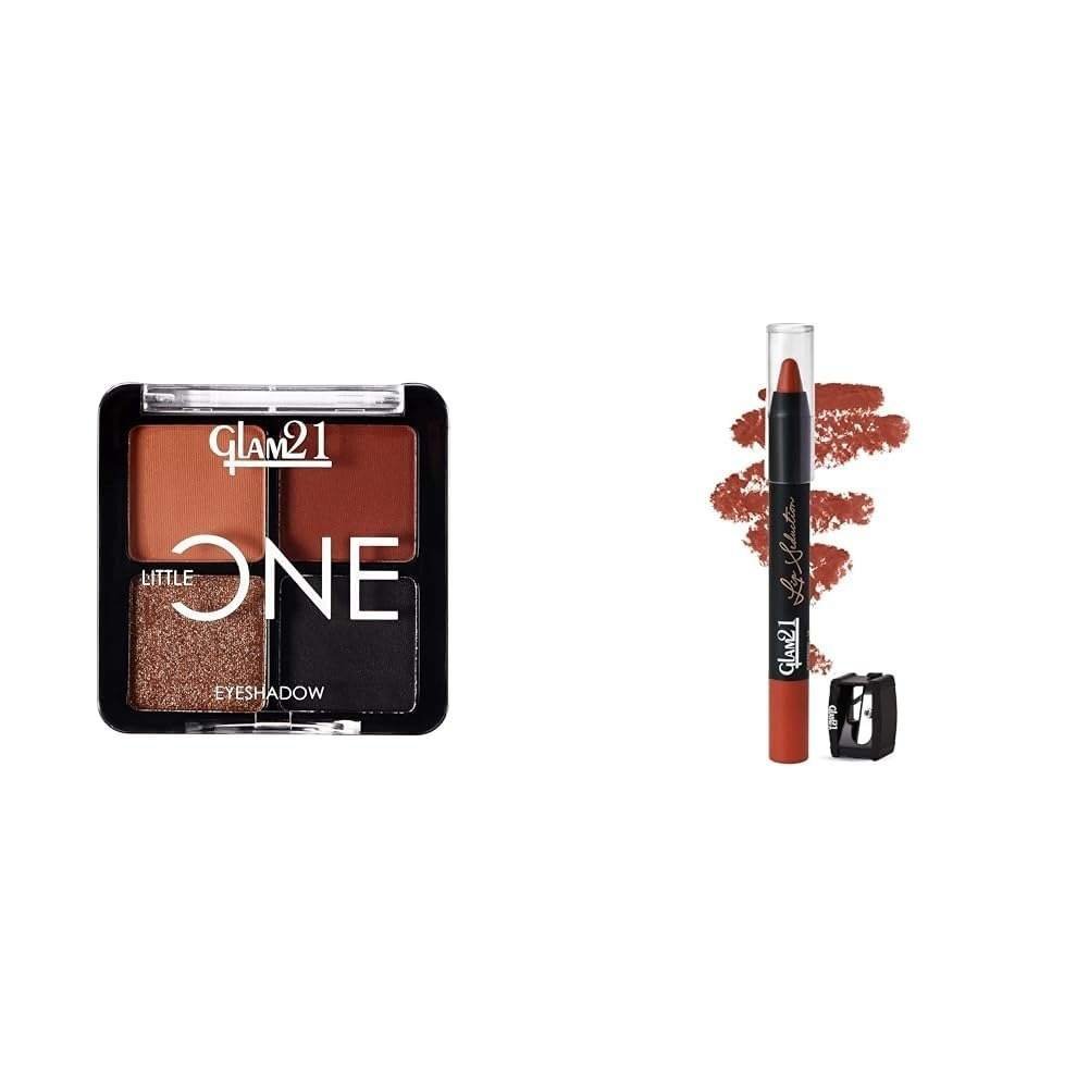 uk51ImWrDaYHL-1-1.jpg Glam 21 Little One 4-in-1 Eyeshadow Palette Ultra pigmented, |Artist Love-01 Lip Seduction Non- Transfer Crayon Lipstick| Lightweight & Longlasting|Creamy Matte Formula - 2.8gm|Expresso-18 (Matte) - Fast UK Delivery - Image 1