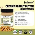 Jus' Amazin Creamy Peanut Butter - Unsweetened (325g) | 27.8% Protein | Only 100% Pure Peanuts - no added Sugar/Salt/Hydrogenated Fats/Emulsifiers | Dairy Free, Keto | Clean Nutrition, 0% Chemcials - Fast UK Delivery - Image 3