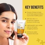 Dr. Sheth's Kesar & Kojic Acid Oil-Free Sunscreen SPF 50+, PA++++ | Reduces Pigmentation & Provides Healthy Glow |For Oily Skin|Lightweight, Non Greasy UVA/UVB & Blue Light & IR Protection | No white cast | 50g - Fast UK Delivery - Image 4