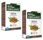 INDUS VALLEY Bio Organic Reetha Powder | Sapindus mukorossi | 100% Organic & Chemical Free Skin Cleanser (100g*2= 200g) - Fast UK Delivery