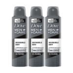 Dove Men+Care Invisible Dry Spray Antiperspirant Deodorant, Up To 48 hrs Protection From Sweat & Odour, Instantly Dry for Cleaner Feel & Leaves No White Marks or Stain, Soothes & Moisturises Skin, Warm, Oriental Scent, 150ml (Pack of 3) - Fast UK Delivery