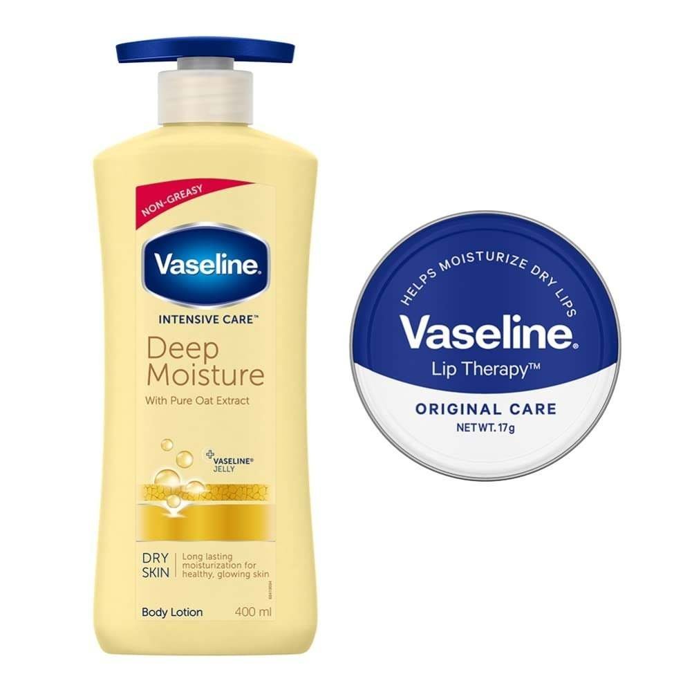 uk51KXyWidJmL-1-1.jpg Vaseline Lip Tin 17g & Intensive Care Deep Moisture Body Lotion 400 ml - Fast UK Delivery - Image 1
