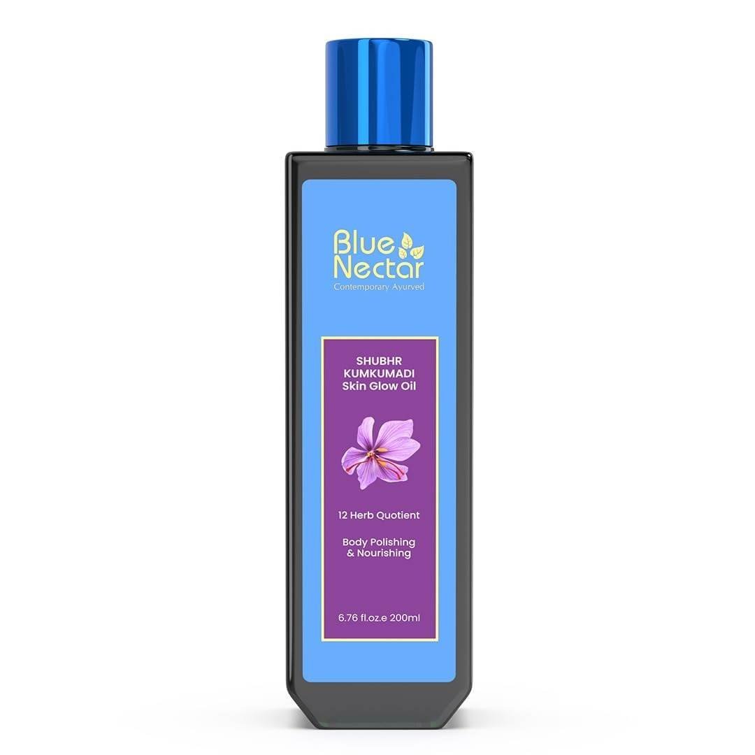 uk51Kcsatp99L-1.jpg Blue Nectar Kumkumadi Body Oil for Glowing Skin | Moisturizing Body Oil for Dry Skin with Relaxing Aroma | Plant Based Body Oil for Women & Men (12Herbs, 200ml) - Fast UK Delivery - Image 1