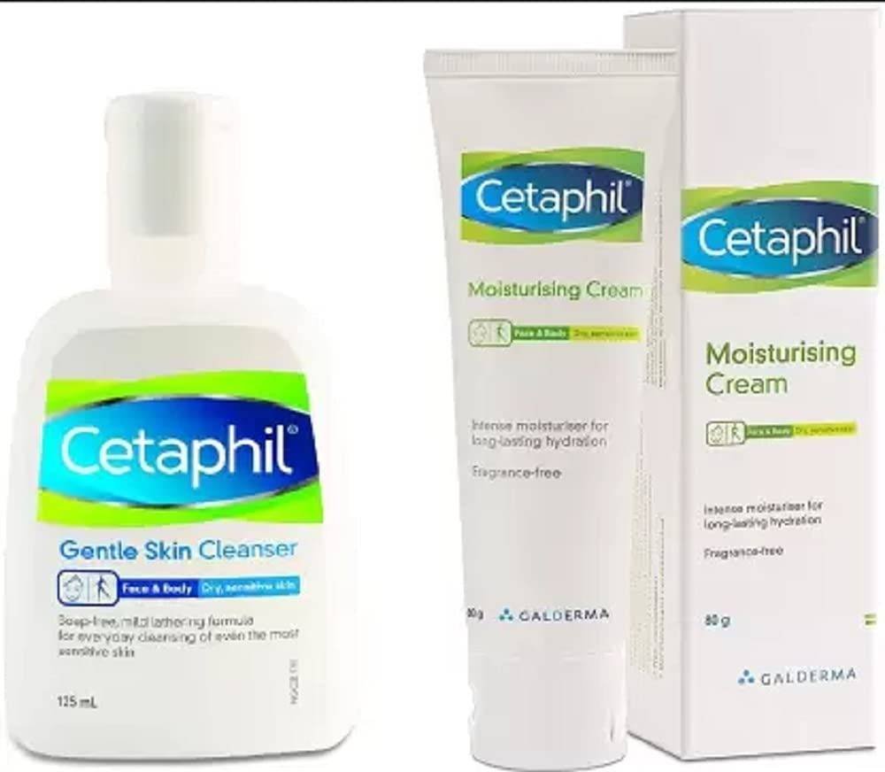 uk51LK-8b5vBL-1-1.jpg Cetaphil Complete skin care with cleanser and moisturizer combo - Cleanser for dry & Sensitive skin 125ml;Moisturizer Cream80g (2 Items in the set) - Fast UK Delivery - Image 1