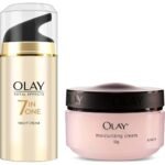 Olay Night Cream Total Effects 7 in 1, Anti-Ageing Moisturiser, 50g & Olay Moisturising Cream, 50g - Fast UK Delivery