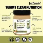 Jus' Amazin Creamy Peanut Butter - Unsweetened (325g) | 27.8% Protein | Only 100% Pure Peanuts - no added Sugar/Salt/Hydrogenated Fats/Emulsifiers | Dairy Free, Keto | Clean Nutrition, 0% Chemcials - Fast UK Delivery - Image 4