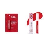Just Herbs Tinted Lip Balm for Men and Women with SPF 20+ for Dark Lips to Lighten 4 g (Cherry) & Just Herbs Liquid Sindoor Long Lasting Quick Dry 5g (Ruby Red) Combo - Fast UK Delivery