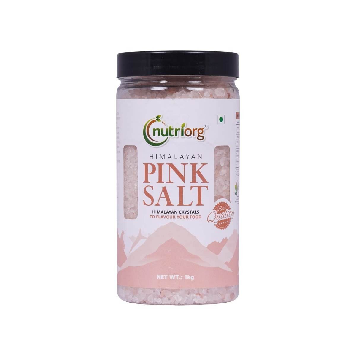 uk51MfGiw5IHL-1.jpg Nutriorg Himalayan Pink Salt 1kg | 100% Natural & Unrefined | Rich in 80+ Minerals | Low Sodium | Sendha Namak for Healthy Cooking | No Additives | No Adulteration | Pure Crystal Form - Fast UK Delivery - Image 1