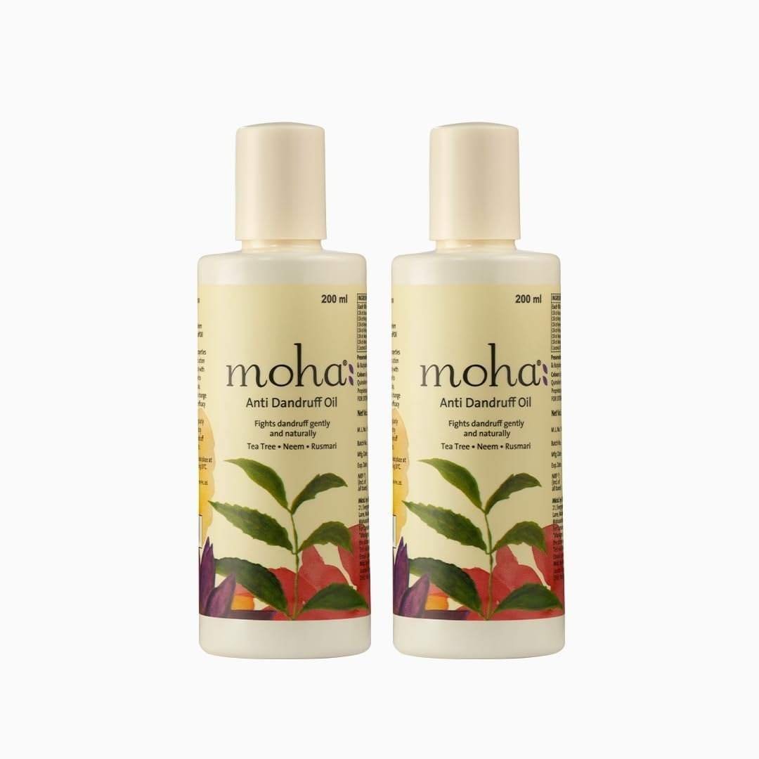 uk51Mkp3WIdL-1.jpg moha: Anti Dandruff Oil With Benefits Of Tea Tree Oil, Neem Oil, Hibiscus OIl, Rosemary Oil | Unisex Hair Oil For All Hairs - 200ml (Pack of 2) | Hair Oil For Men & Women - Fast UK Delivery - Image 1