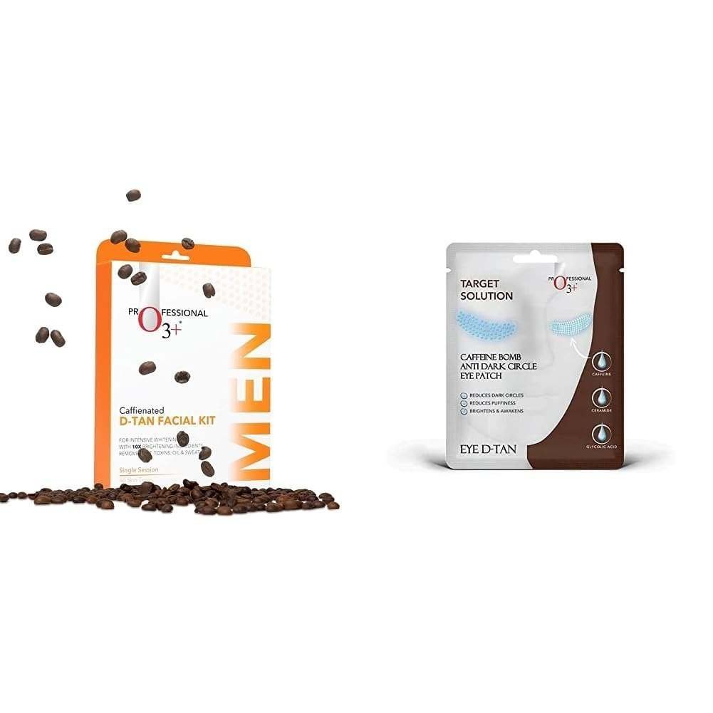uk51MuyRUXGqL-1-1.jpg O3+ Caffeinated D-Tan Facial Kit & O3+ Caffeine Bomb Anti Dark Circle Eye Patch & Eye D Tan (single use only) 5G Combo - Fast UK Delivery - Image 1