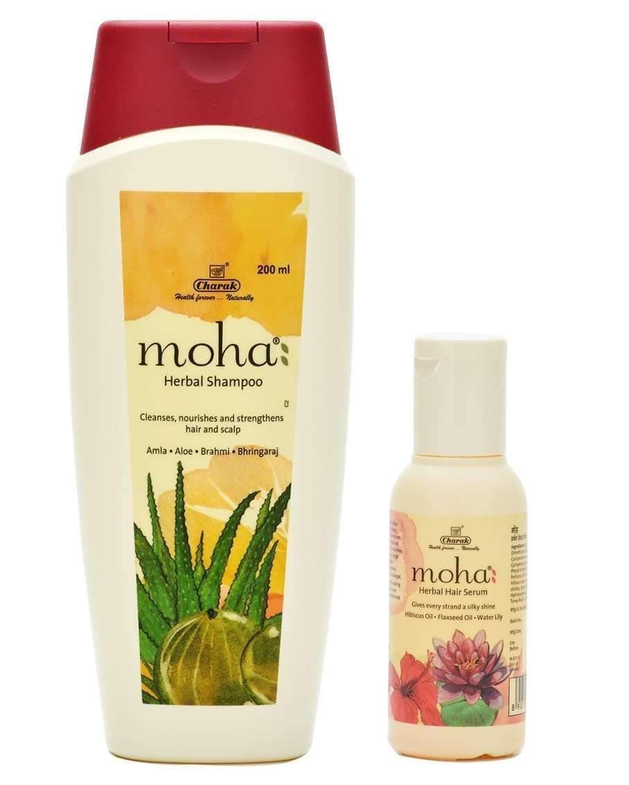 uk51N8KpLT67L-1-1.jpg Moha: Herbal Shampoo 200 ml and Hair Serum 30 ml Combo set effective for Hair and Scalp - (Pack of 2) - Fast UK Delivery - Image 1