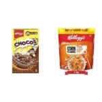 Kellogg's Combo, Kellogg's Chocos, High in Protein, B Vitamins, Calcium and Iron, 700g and Kellogg's Corn Flakes Real Almond and Honey, 1 kg - Fast UK Delivery