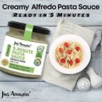Jus' Amazin 5-Minute Pasta Sauce - Creamy Alfredo (200g), Only 5 Ingredients, 100% Natural, 85% Nuts, Zero Additives, Vegan & Dairy Free, Ready to Cook, Italian Cuisine - Fast UK Delivery - Image 3