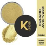 KINDED Highlighter Loose Powder for Face Makeup with Puff High Definition Ultra Fine Pro Translucent Pearl Glitter Shine Setting Finishing Powder Oily Dry All Skin (30 gm, Shimmer Banana Yellow) - Fast UK Delivery - Image 3