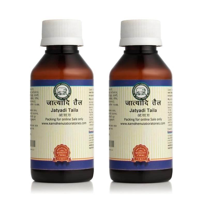 uk51OmfkKlBVL-1.jpg Kamdhenu Laboratories Jatyadi Taila 100ml Pack of two| For men and women | Jatyadi oil for speedy healing of wounds, injuries etc | For external use only - Image 1