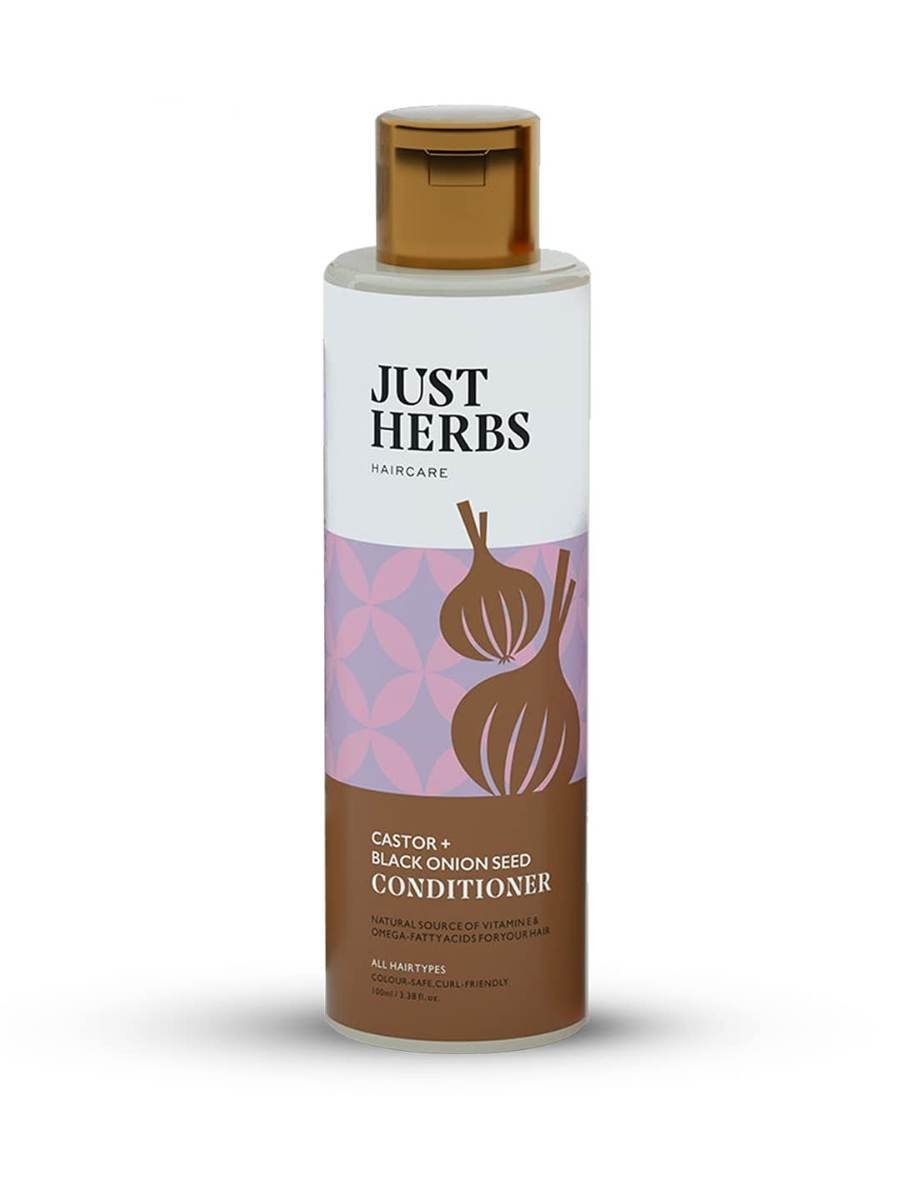 uk51P2f83qxL-1.jpg Just Herbs Castor Conditioner with Onion Black Seed Oil & Bhringraj for Hair Growth, Hair fall Control & Colour Treated Hair - Suitable for Men & Women -100 ml - Fast UK Delivery - Image 1