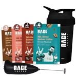 Rage Coffee - Silk Blend Assorted Sachets, Pack of 15 (3 Classic, 4 Creamy Hazelnut, 4 Vanilla Velvet & 4 Belgian Chocolate) + Multi-purpose Shaker 400 ml & Frother - Fast UK Delivery - Image 2