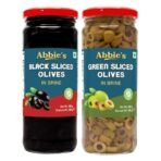 Abbie's Black Sliced Olives (450 g) + Green Sliced Olives (450 g), Pack of 1 Each, for Authentic Taste in Cooking, Snacking, Pizzas toppings or Italian Pastas Ingredient - Fast UK Delivery - Image 2