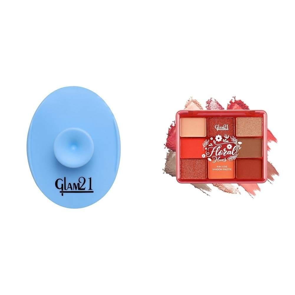 uk51PLAWF81bL-1-1.jpg Glam 21 Silicone Face Cleanser Scrubber (Small) Floral Hues 9 In 1 Eyeshadow Palette Highly Pigmented Smudge-Proof (7.5 gm) 02- Daisy - Fast UK Delivery - Image 1