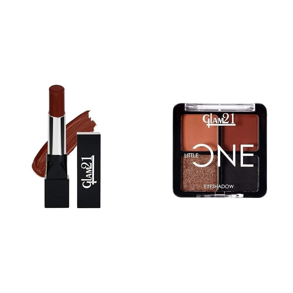 uk51POdTtZCwL-1-1.jpg Glam 21 Ultra Velvet Lipstick Long-lasting | Matte finish 2.5gm | Hazel Nut-22 & Little One 4-in-1 Eyeshadow Palette Long Lasting Eye Make Up Kit |Artist Love-01 - Fast UK Delivery - Image 1