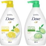 Dove Energising Body wash with energising lemon scent and nourishing Vitamin C & Dove Refreshing Body Wash - Fast UK Delivery