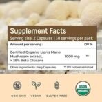 ROOTED USDA Organic Lions Mane Mushroom Extract Capsules, 38% Beta Glucan(90 Counts) - Fast UK Delivery - Image 7