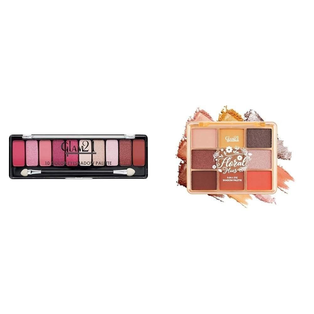 uk51QQ236MhTL-1-1.jpg Glam 21 Shades of Trend Eyeshadow Palette 10 Highly Pigmented Shades 13.5gm - Shade -04 Floral Hues 9 In 1 Eyeshadow Palette Highly Pigmented Smudge-Proof (7.5 gm) 06- Sunflower - Fast UK Delivery - Image 1