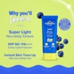 Aqualogica Bright+ Tone Up Sunscreen | Broad Spectrum SPF 50+ PA++++ with Kojic Acid & Blueberry | UVA/B & Blue Light Protection | Instantly Brightens | Lightweight, Non-Greasy, No White Cast | All Skin Types | Fragrance-Free | 50g - Fast UK Delivery - Image 4