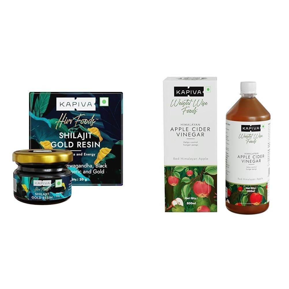 uk51Qd6iyJ9L-1.jpg Kapiva Shilajit Gold Resin - 20g | Helps in boosting Stamina | Contains 24 Carat Gold | 100% Ayurvedic & Kapiva Himalayan Apple Cider Vinegar with Mother Vinegar 500ml - Fast UK Delivery - Image 1