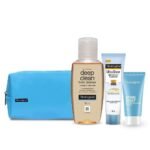 Neutrogena Gift pack -Deep Clean Facial Cleanser 50ml, Hydro Boost Hyaluronic Acid Face Moisturizer 15ml, Ultra Sheer Sunscreen SPF 50+ 30g - Fast UK Delivery