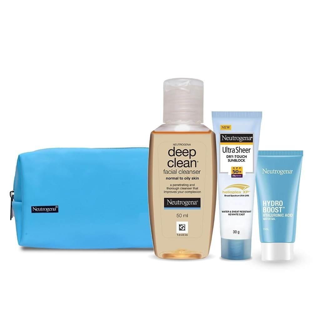 uk51QeaiyJMFL-1-1.jpg Neutrogena Gift pack -Deep Clean Facial Cleanser 50ml, Hydro Boost Hyaluronic Acid Face Moisturizer 15ml, Ultra Sheer Sunscreen SPF 50+ 30g - Fast UK Delivery - Image 1