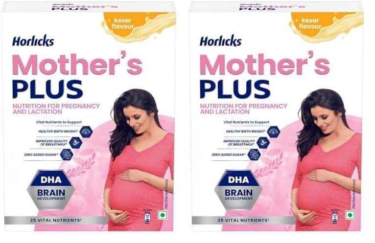uk51QpOsGD7yL-1.jpg Horlicks Mother's Plus Kesar Refill 400/500g (Weight May Vary) (Pack of 2) - Fast UK Delivery - Image 1