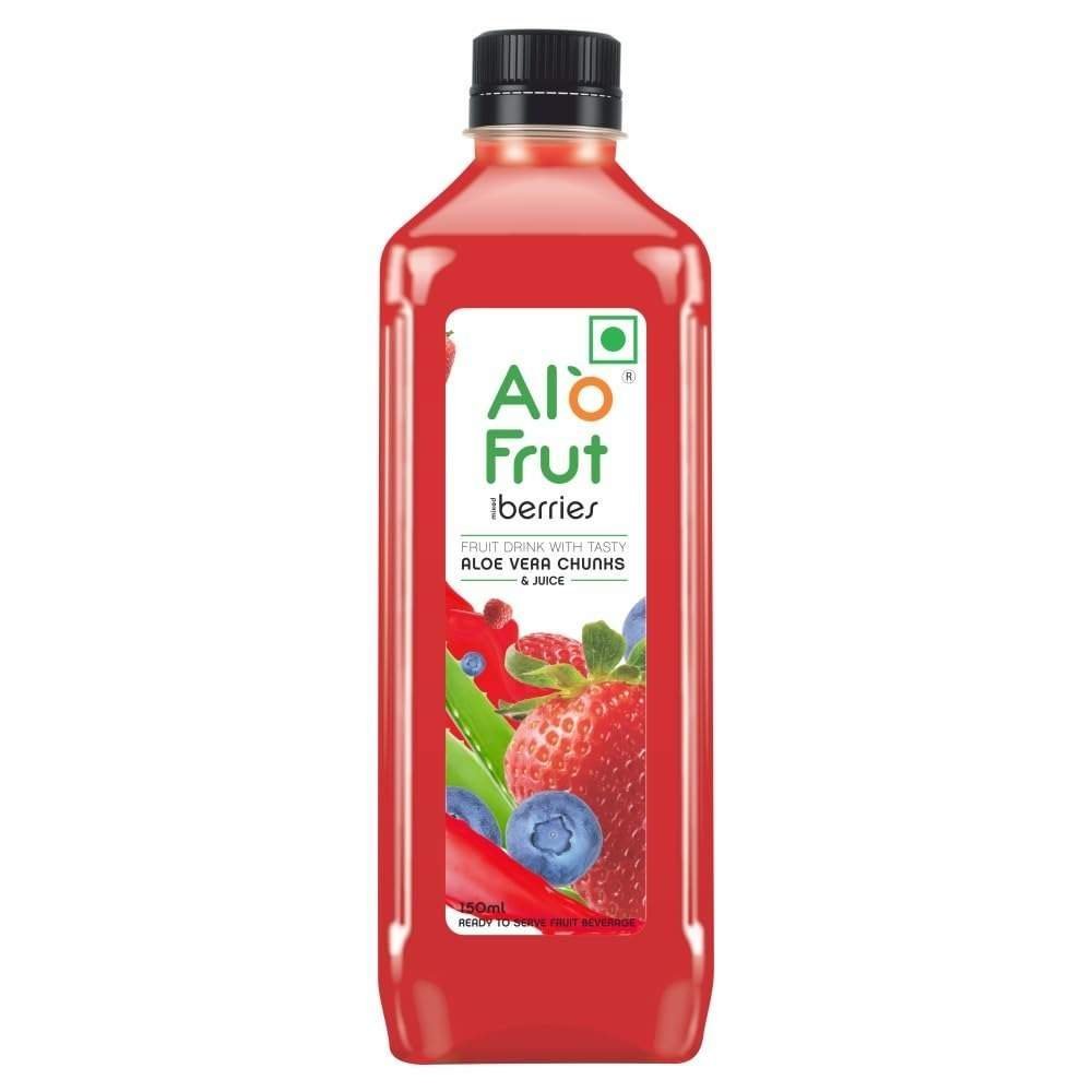 uk51Qt-7M9GsL-1-1.jpg Alo frut Berries Fruit Drink with Tasty Aloevera Chunks & Juice | Goodness of Fresh Fruits and Aloevera | Ready-to-Serve Fruit Juice - 150 ml (Pack of 30) - Fast UK Delivery - Image 1
